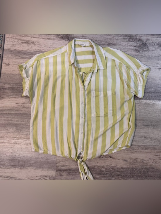 beachlunchlounge Tops - beachlunchlounge Yellow/Lime & White Striped Shirt